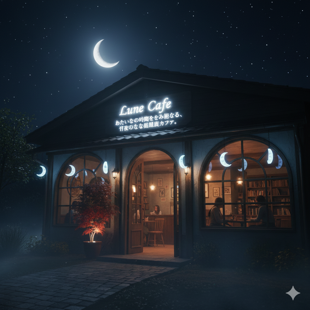 間接照明が美しい夜の外観