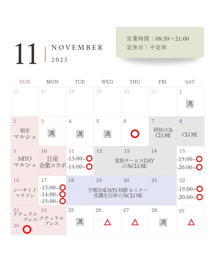 11月のスケジュール